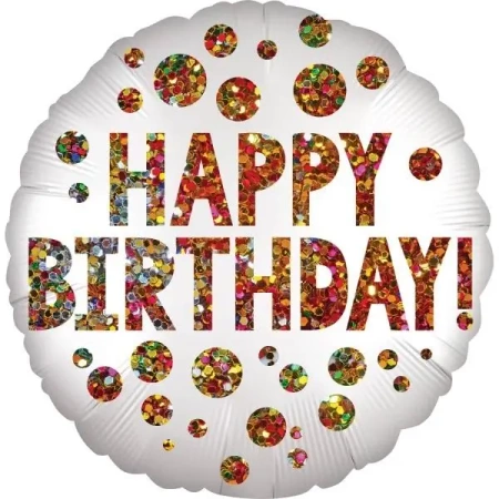 Balon foliowy Satin Infused Birthday Sequins 43cm - Amscan