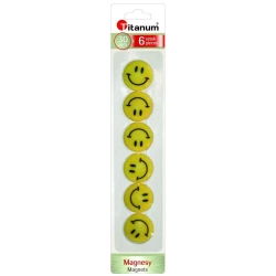 Magnesy do tablic emotikony 30mm żółte - Titanum