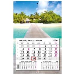 Kalendarz 2026 jednodzielny główka płaska Malediwy - EV-Corp
