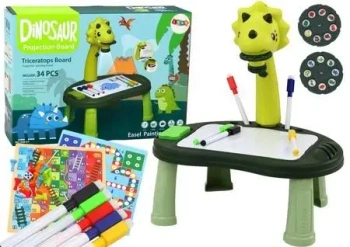 Stolik z projektorem 2w1 zielony Dinozaur - Leantoys