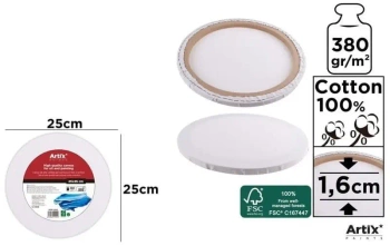 Podobrazie okrągłe 25x25x1.6cm 380G/m2 - Artix