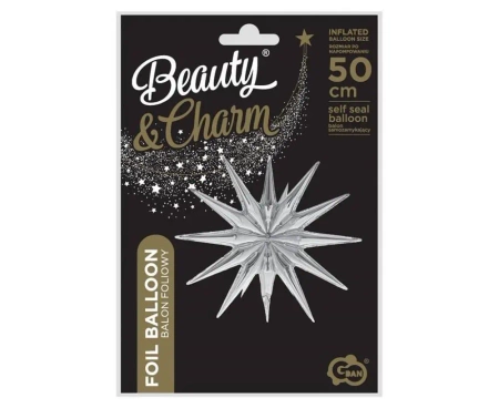 Balon foliowy Gwiazda 3D srebrna 50x46cm - Godan