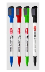 Marker do tablic 4 kolory + magnes + ścierak TOMA