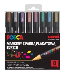 Markery plakatowe metliczne PC-5M 8 kolorów POSCA - Uni Mitsubishi Pencil
