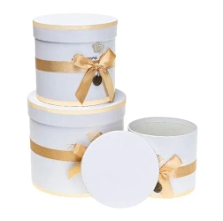 Pudełko Flower Box z kokardą 3szt biały ROZETTE