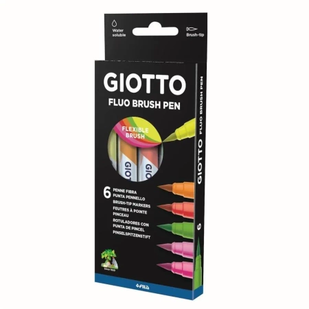 Pisaki Fluo Brush Pen 6 kolorów - Giotto