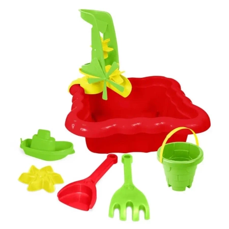 Piaskownica z akcesoriami czerwona - WADER