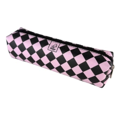 Piórnik szkolny młodzieżowy prostokąt kostka Krata Pink - EV-Corp