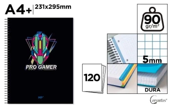 Notatnik A4+/120K kołowy kratka pro gamer - Cervantes