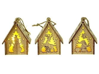 Ozdoba świąteczna drewniana ze światłem MIX - ADAR