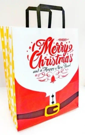 Torebka biała KRAFT 320x380x150 Święta Mikołaj - Fresh