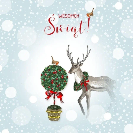 Karnet Swarovski kwadrat CL3505_PO Święta Renifer - Clear Creations