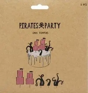 Toppery na tort Piraci i ośmiornice 13,5x21cm 5szt - PartyDeco