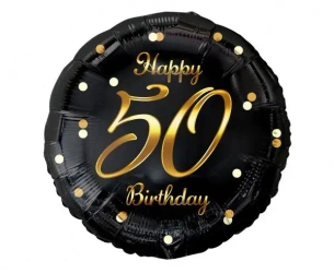 Balon foliowy B&C Happy 50 Birthday czarno-złoty - Godan
