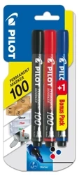 Marker Permamentny okrągła końcówka Sca-100 Set Pilot 2+1 (czarny/czerwony/niebieski)