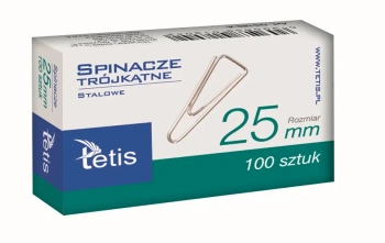 Paczka Spinacze biurowe trójkątne 25 mm 100 szt  10 sztuk - Tetis