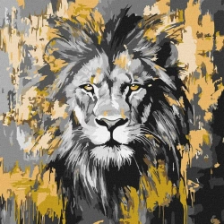 Malowanie po numerach - Złoty lew metal 40x40cm - Ideyka