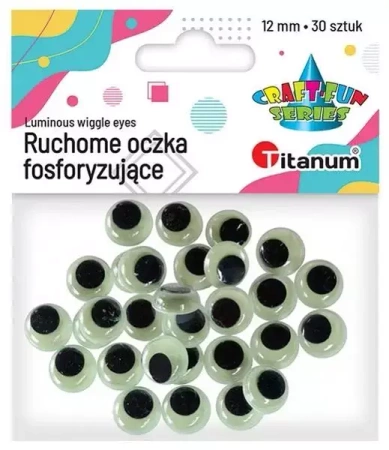 Oczy Fosforyzujące bez rzęs 12mm 30szt - Titanum