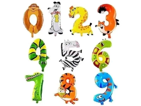 Balony foliowe zwierzęta cyferki MIX - ADAR