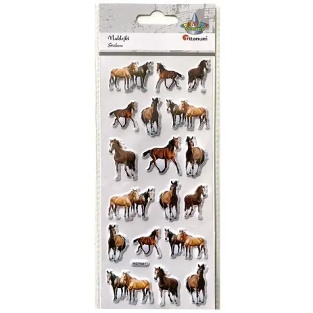 Naklejki wypukłe miękkie konie 18szt - Titanum