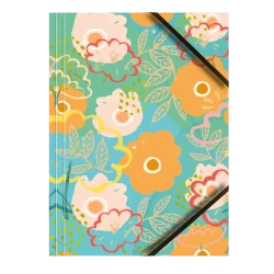 Teczka kartonowa, lakierowana A4 z gumką narożną. Pastelowe kwiaty BT601-C1 - Michalczyk i Prokop