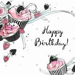 Karnet Swarovski kwadrat CL2504 Urodziny babeczki - Clear Creations