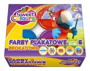 Farby plakatowe brokatowe 6 kolorów 20ml - Sweet colours