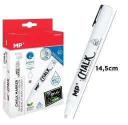 Marker kredowy do ścierania na mokro biały (12szt) - MP Main Paper