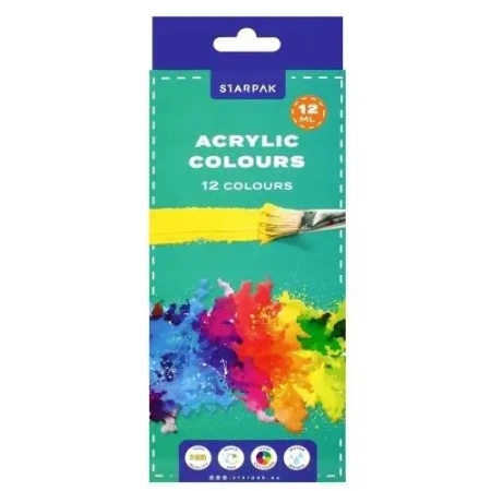 Farby akrylowe w tubie 12ml 12 kolorów - STARPAK