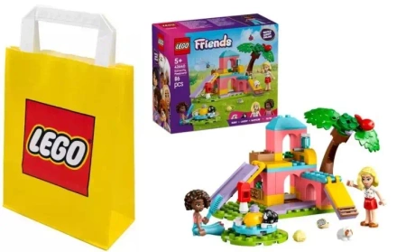 LEGO FRIENDS 42640 PLAC ZABAW DLA ŚWINEK MORSKICH + TORBA PAPIEROWA