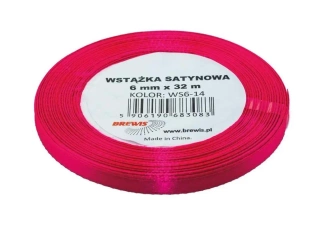 Wstążka satynowa różowa 6mmx32m - Brewis