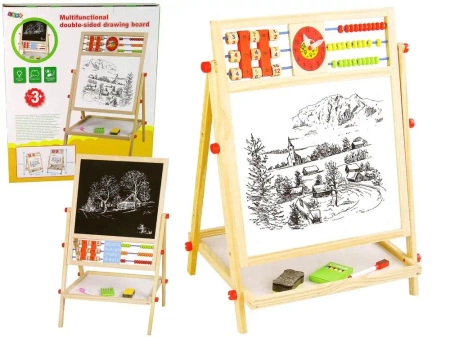 Tablica drewniana 2w1 + liczydło - Leantoys