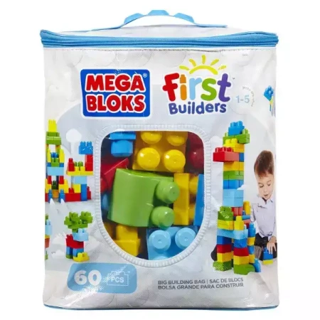 Mega Bloks First Builders. CYP67 Klocki 60 elementów w niebieskiej torbie