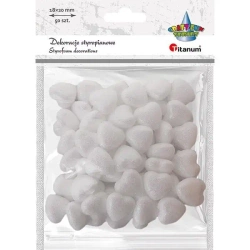 Styropianowe serca 19x19mm białe 50szt - Titanum