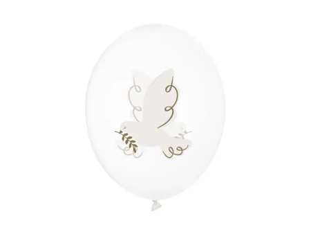 Balony Gołąb Crystal Clear 30cm 6szt - PartyDeco