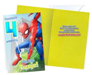Karnet Urodziny 4 Spider-Man - Kukartka