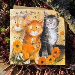 Karnet Urodziny Koty i nagietki - Alex Clark