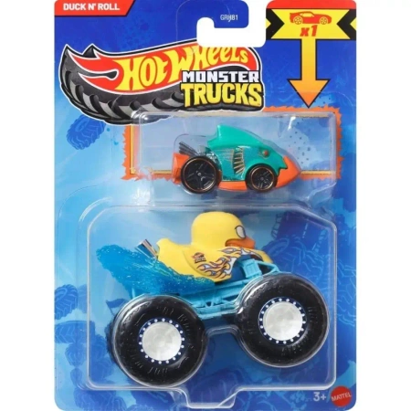 Hot Wheels Monster Trucks Pojazd 1:64 + Autko - Mattel