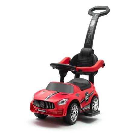Jeździk dziecięcy z dźwiękiem i rączką Racer czerw - Baby Mix