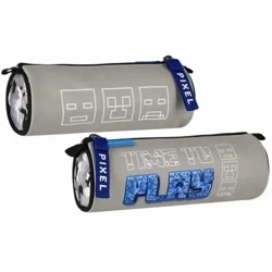 Piórnik tuba 1 zamek Pixel szary - STARPAK