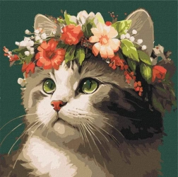 Malowanie po numerach -Wiosenny kot 40x40cm - Ideyka