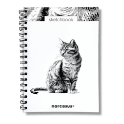 Szkicownik B5/60K na spirali - Kot - Narcissus