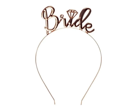 Metalowa tiara Bride różowe złoto - Boland