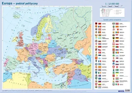 Mapa Europy ścienna, w tubie
