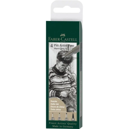 Cienkopisy Pitt Artist Pen warm grey IV 4szt - Faber Castell