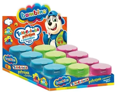 Temperówka potrójna z pojemnikiem (12szt) BAMBINO - ST-MAJEWSKI