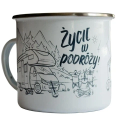 Kubek emaliowany - Życie w podróży! - TravelSet