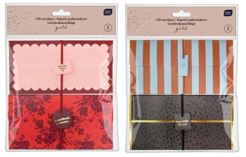 Koperty podarunkowe długie z gumką 2szt gold mix - INTERDRUK