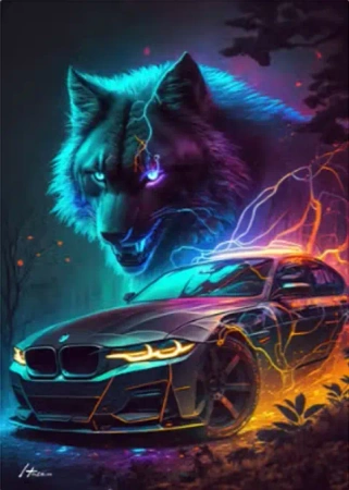 Diamentowa Mozaika Auto i zorza wilk NO-2000876 - Norimpex