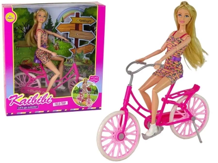 Lalka na rowerze różowa - Leantoys